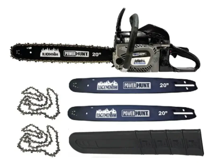 Motosierra A Gasolina 20pLG 58cc 2 Barras/2 Cadenas 3.4hp PowerHunt Blackmontana Color Negro